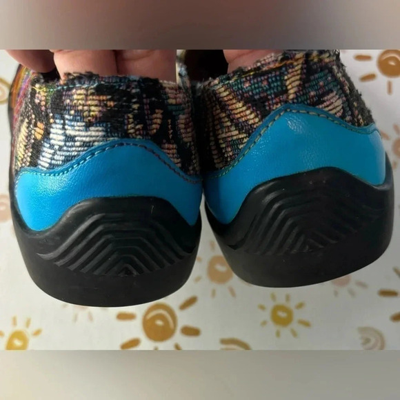 Colorful Soffia Leather and tapestry flats rubber sole size 38, worn once. (Sz 7 - Picture 3 of 10
